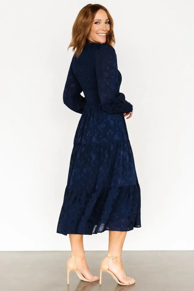 Baltic Born Midi Dresses Women Stockholm Smocked Dress Midnight Blue Baltic Born Midi Dresses Women Stockholm Smocked Dress Midnight Blue