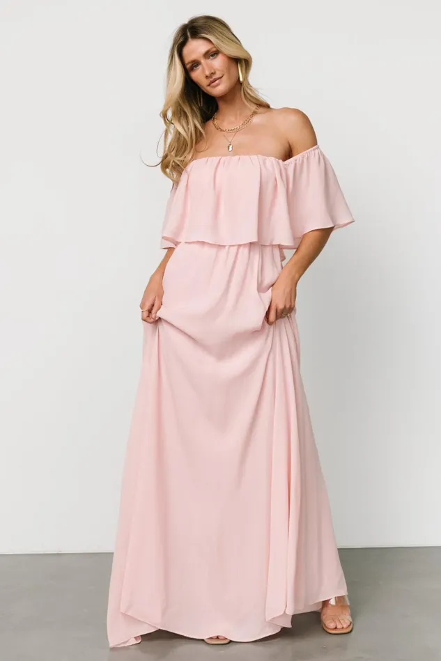 Baltic Born Mother Of The Bride Women Diana Off Shoulder Maxi Dress Blush