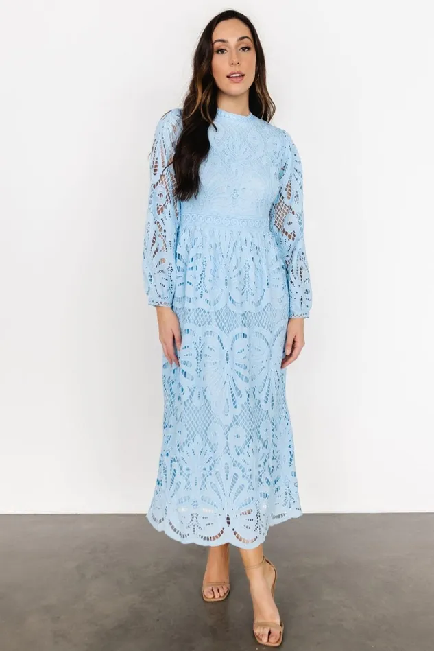 Baltic Born Mother Of The Bride Women Eldora Lace Midi Dress Light Blue