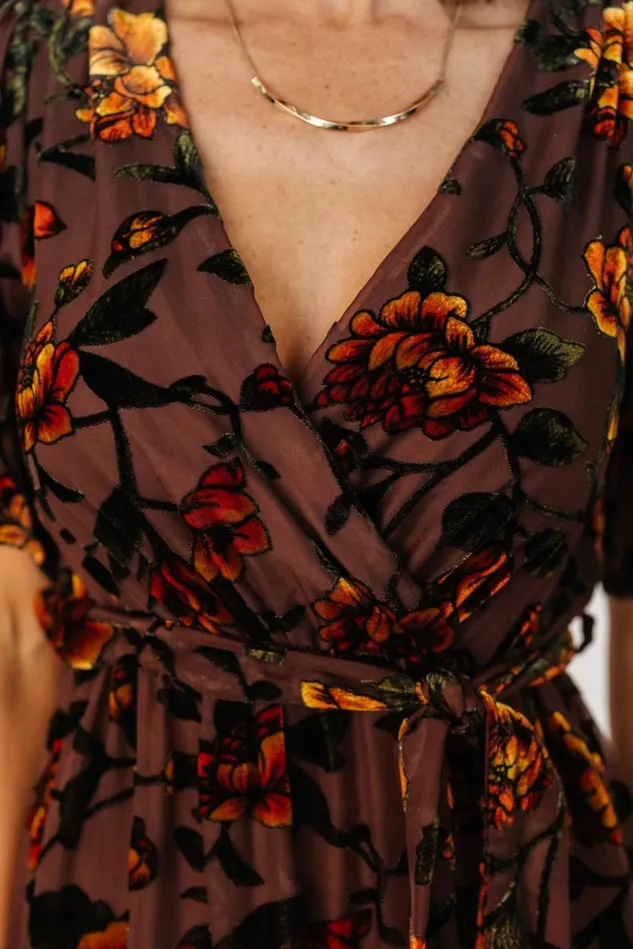 Baltic Born Mother Of The Bride Women Uma Velvet Maxi Dress Clove Amber Floral