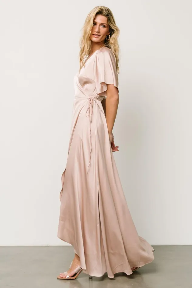 Baltic Born Mother Of The Bride Women Vara Satin Maxi Wrap Dress Champagne Baltic Born Mother Of The Bride Women Vara Satin Maxi Wrap Dress Champagne