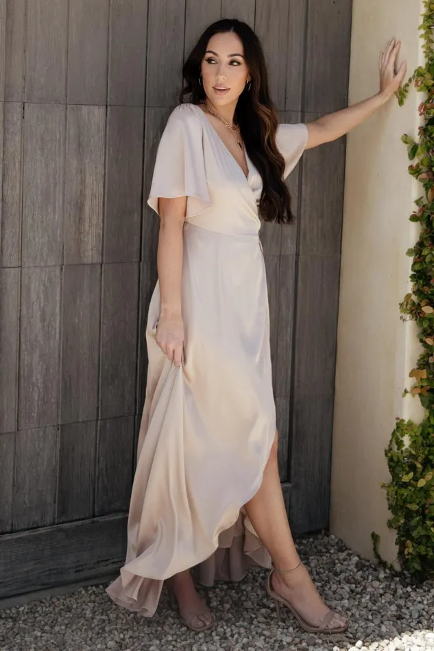 Baltic Born Mother Of The Bride Women Vara Satin Maxi Wrap Dress Champagne Baltic Born Mother Of The Bride Women Vara Satin Maxi Wrap Dress Champagne