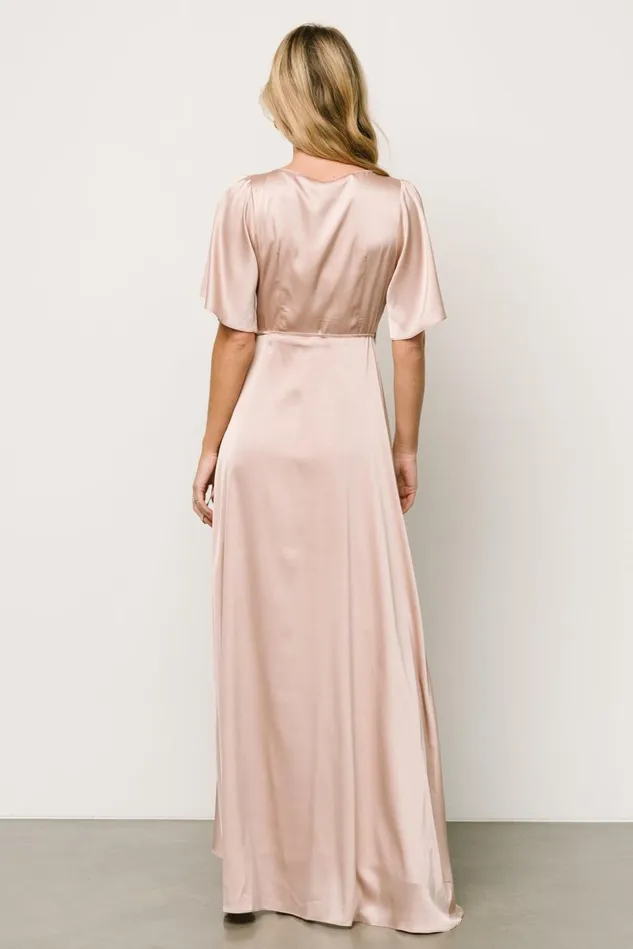 Baltic Born Mother Of The Bride Women Vara Satin Maxi Wrap Dress Champagne Baltic Born Mother Of The Bride Women Vara Satin Maxi Wrap Dress Champagne