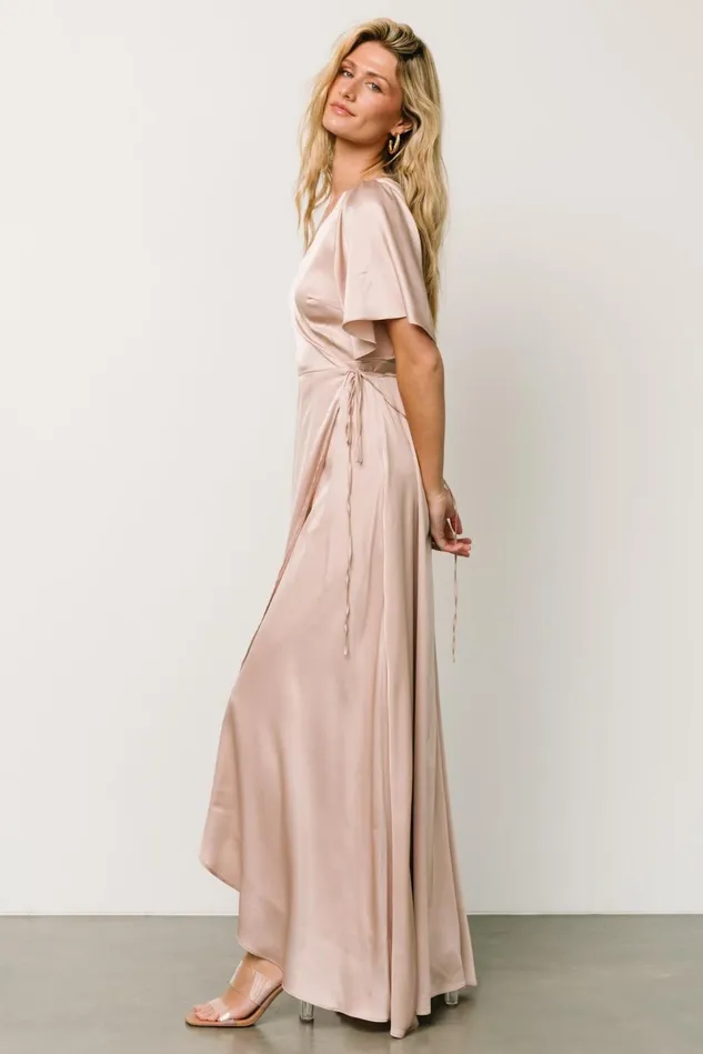 Baltic Born Mother Of The Bride Women Vara Satin Maxi Wrap Dress Champagne Baltic Born Mother Of The Bride Women Vara Satin Maxi Wrap Dress Champagne