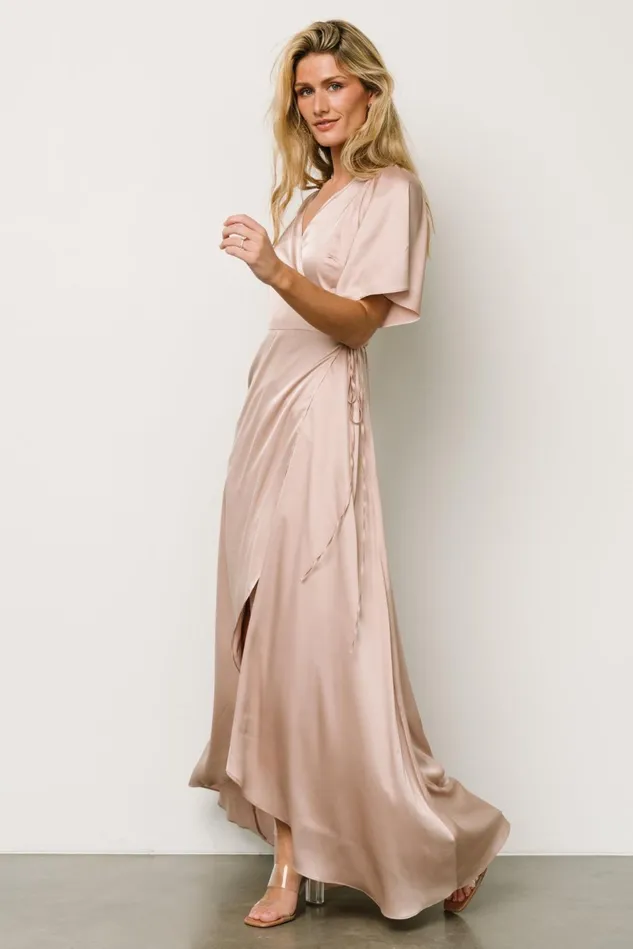 Baltic Born Mother Of The Bride Women Vara Satin Maxi Wrap Dress Champagne Baltic Born Mother Of The Bride Women Vara Satin Maxi Wrap Dress Champagne