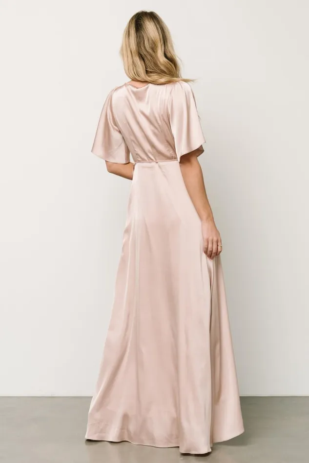 Baltic Born Mother Of The Bride Women Vara Satin Maxi Wrap Dress Champagne Baltic Born Mother Of The Bride Women Vara Satin Maxi Wrap Dress Champagne