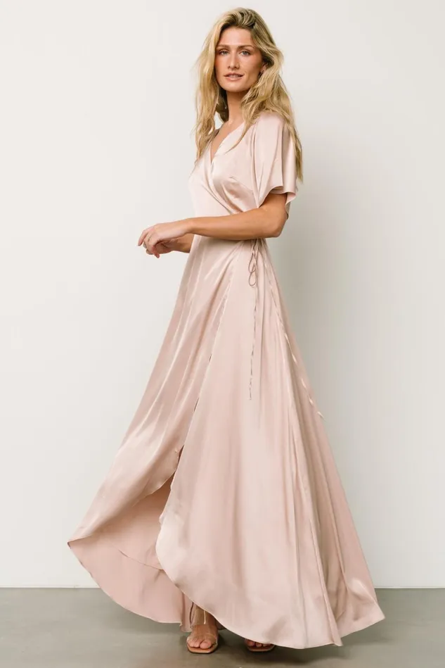 Baltic Born Mother Of The Bride Women Vara Satin Maxi Wrap Dress Champagne Baltic Born Mother Of The Bride Women Vara Satin Maxi Wrap Dress Champagne