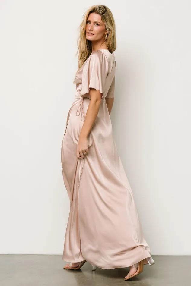 Baltic Born Mother Of The Bride Women Vara Satin Maxi Wrap Dress Champagne Baltic Born Mother Of The Bride Women Vara Satin Maxi Wrap Dress Champagne