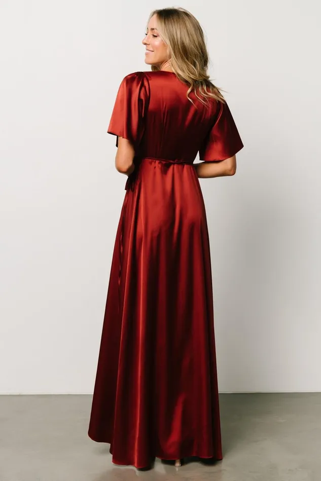 Baltic Born Mother Of The Bride Women Vara Satin Maxi Wrap Dress Terracotta Baltic Born Mother Of The Bride Women Vara Satin Maxi Wrap Dress Terracotta