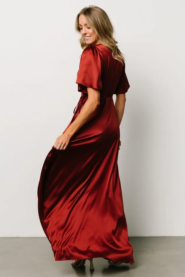 Baltic Born Mother Of The Bride Women Vara Satin Maxi Wrap Dress Terracotta Baltic Born Mother Of The Bride Women Vara Satin Maxi Wrap Dress Terracotta