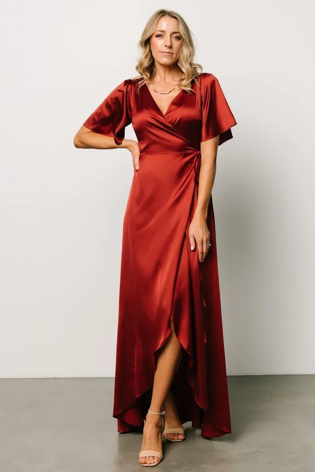 Baltic Born Mother Of The Bride Women Vara Satin Maxi Wrap Dress Terracotta Baltic Born Mother Of The Bride Women Vara Satin Maxi Wrap Dress Terracotta