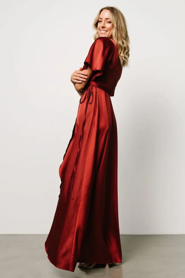 Baltic Born Mother Of The Bride Women Vara Satin Maxi Wrap Dress Terracotta Baltic Born Mother Of The Bride Women Vara Satin Maxi Wrap Dress Terracotta