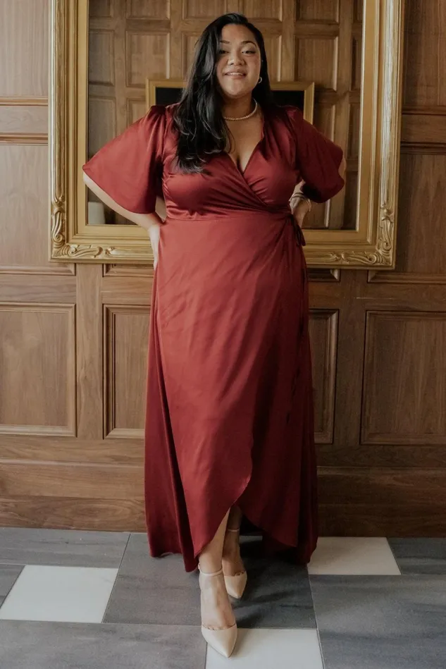 Baltic Born Mother Of The Bride Women Vara Satin Maxi Wrap Dress Terracotta Baltic Born Mother Of The Bride Women Vara Satin Maxi Wrap Dress Terracotta