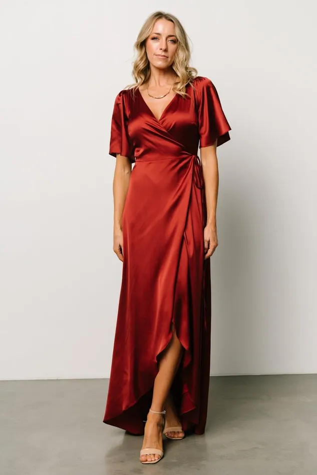 Baltic Born Mother Of The Bride Women Vara Satin Maxi Wrap Dress Terracotta Baltic Born Mother Of The Bride Women Vara Satin Maxi Wrap Dress Terracotta