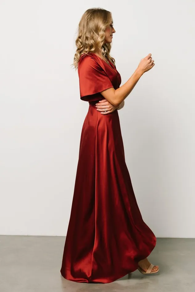 Baltic Born Mother Of The Bride Women Vara Satin Maxi Wrap Dress Terracotta Baltic Born Mother Of The Bride Women Vara Satin Maxi Wrap Dress Terracotta