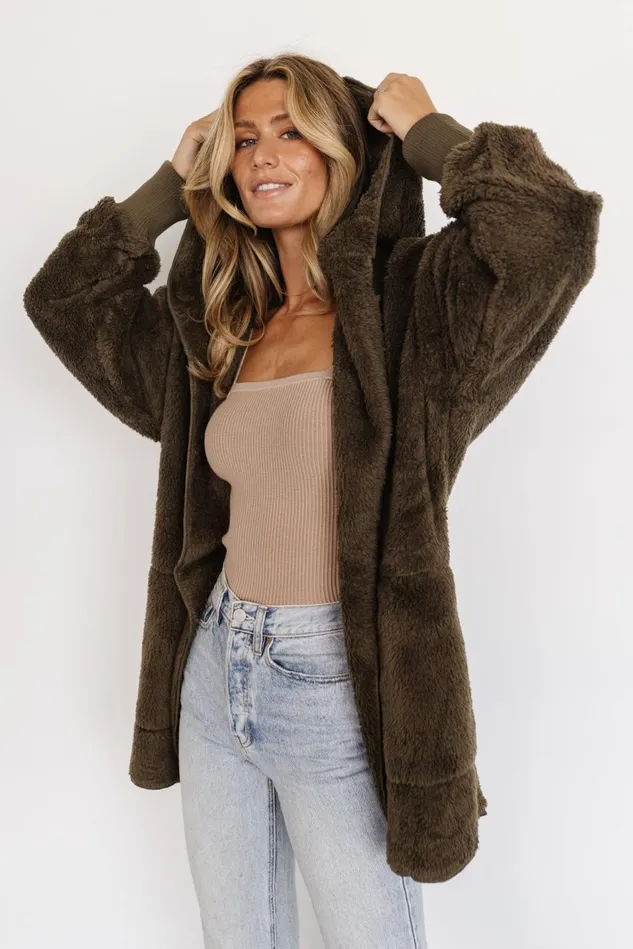 Baltic Born Outerwear Women Melrose Teddy Jacket Olive