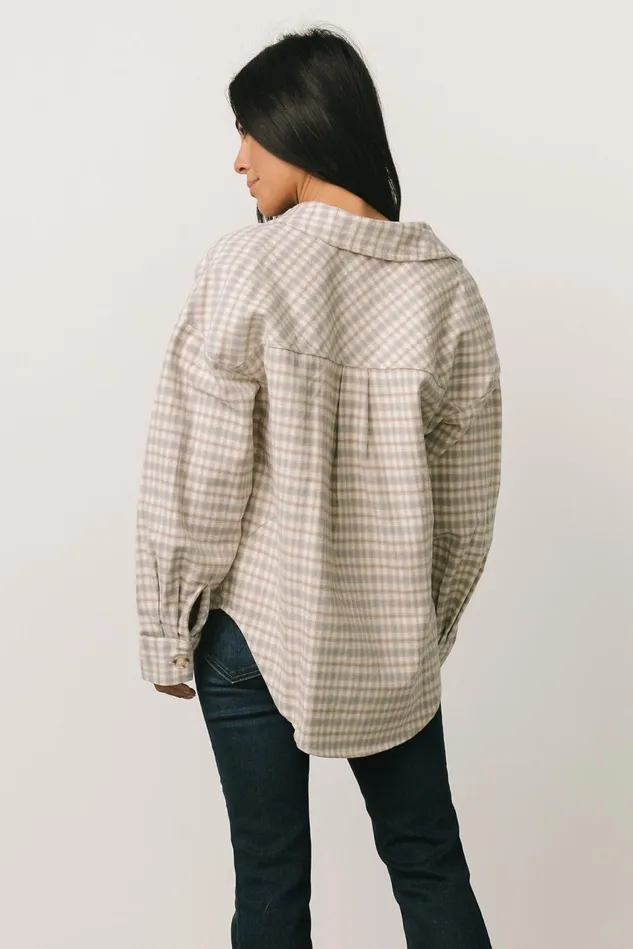 Baltic Born Outerwear Women Seeley Shacket Dusty Blue Multi