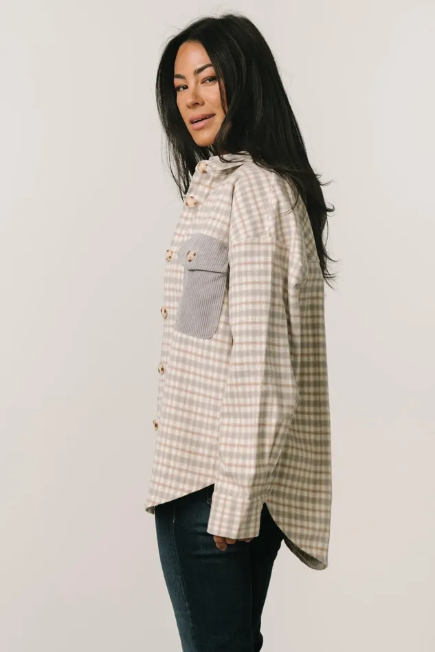 Baltic Born Outerwear Women Seeley Shacket Dusty Blue Multi