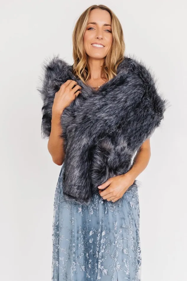 Baltic Born Shawls Women Valerie Faux Fur Shawl Dark Gray
