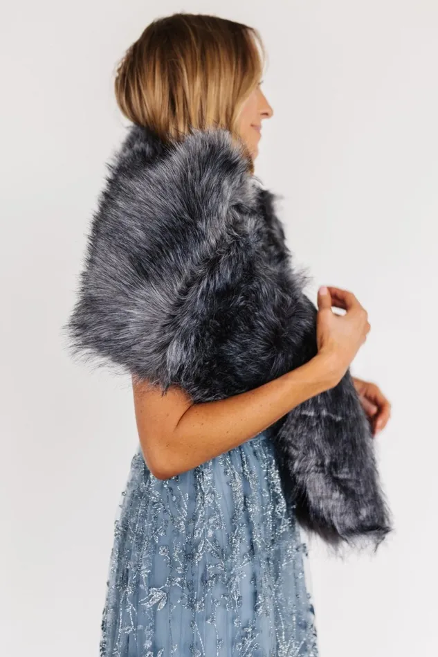 Baltic Born Shawls Women Valerie Faux Fur Shawl Dark Gray Baltic Born Shawls Women Valerie Faux Fur Shawl Dark Gray