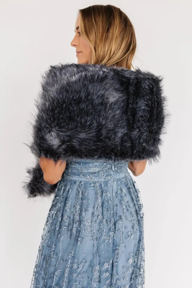 Baltic Born Shawls Women Valerie Faux Fur Shawl Dark Gray Baltic Born Shawls Women Valerie Faux Fur Shawl Dark Gray