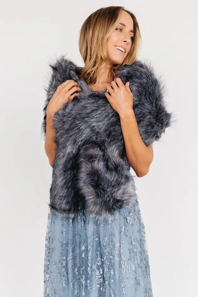 Baltic Born Shawls Women Valerie Faux Fur Shawl Dark Gray Baltic Born Shawls Women Valerie Faux Fur Shawl Dark Gray