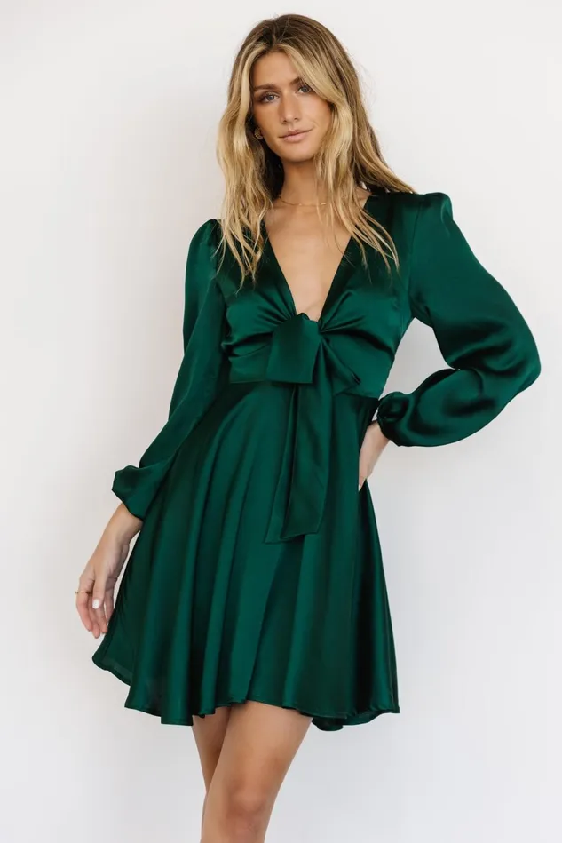 Baltic Born Short Dresses Women Woodbury Satin Mini Dress Green Baltic Born Short Dresses Women Woodbury Satin Mini Dress Green