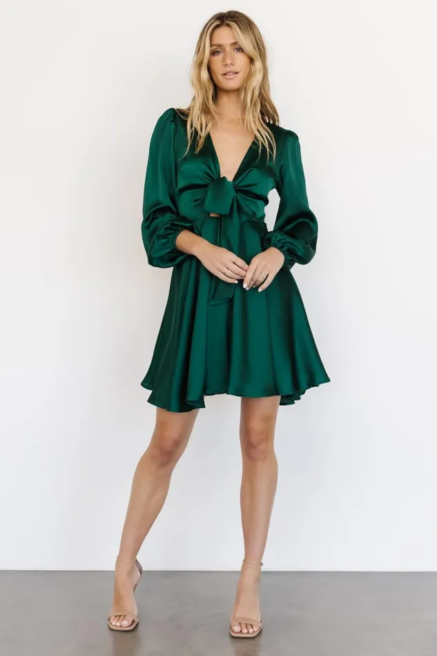 Baltic Born Short Dresses Women Woodbury Satin Mini Dress Green Baltic Born Short Dresses Women Woodbury Satin Mini Dress Green
