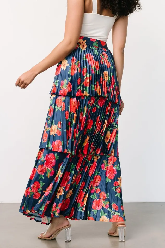 Baltic Born Skirts Women Alaina Tiered Maxi Skirt Navy Floral Baltic Born Skirts Women Alaina Tiered Maxi Skirt Navy Floral