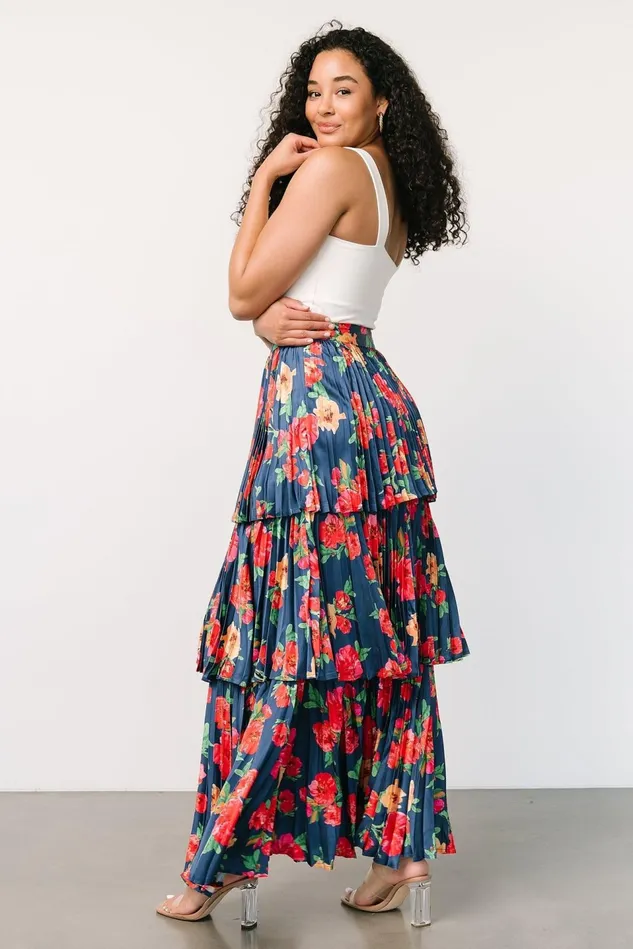Baltic Born Skirts Women Alaina Tiered Maxi Skirt Navy Floral Baltic Born Skirts Women Alaina Tiered Maxi Skirt Navy Floral
