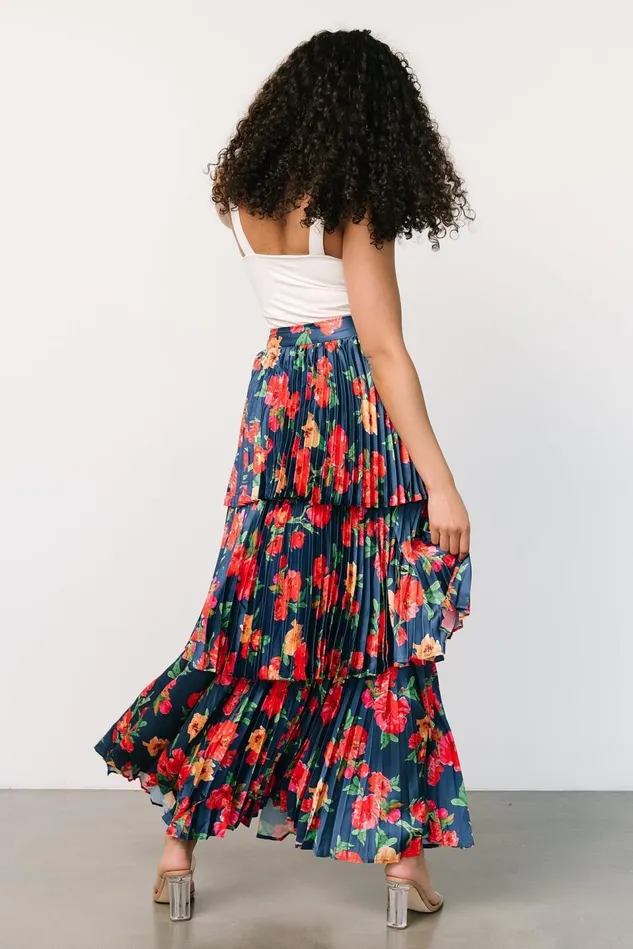 Baltic Born Skirts Women Alaina Tiered Maxi Skirt Navy Floral Baltic Born Skirts Women Alaina Tiered Maxi Skirt Navy Floral