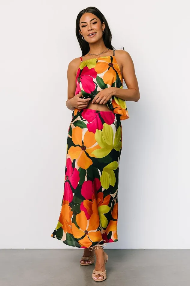 Baltic Born Skirts Women Leland Satin Skirt Multi Floral Baltic Born Skirts Women Leland Satin Skirt Multi Floral