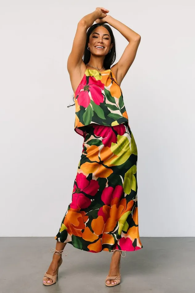 Baltic Born Skirts Women Leland Satin Skirt Multi Floral Baltic Born Skirts Women Leland Satin Skirt Multi Floral