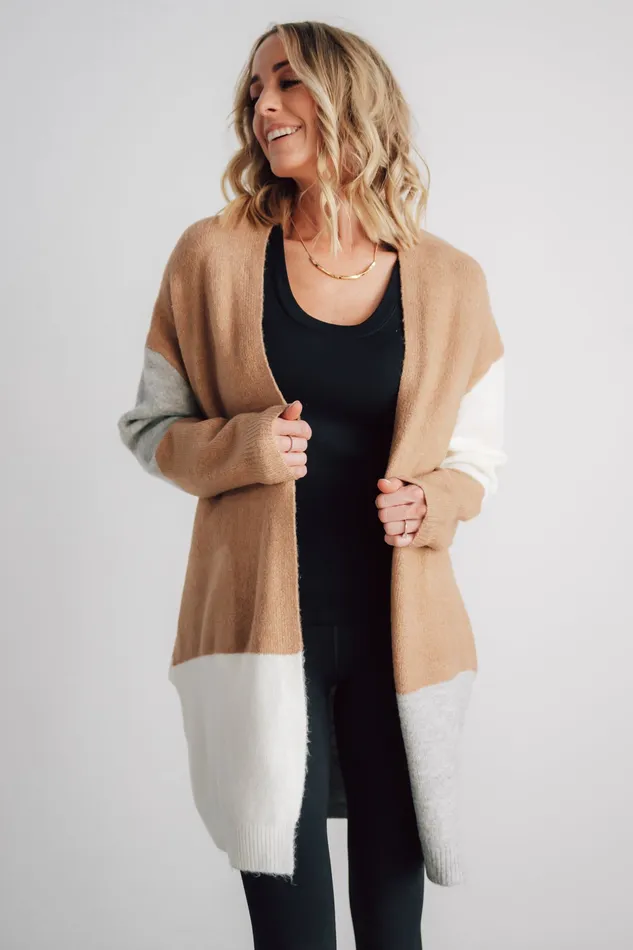 Baltic Born Sweaters Women Pierson Color Block Cardigan Camel