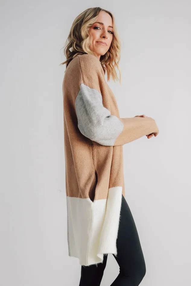 Baltic Born Sweaters Women Pierson Color Block Cardigan Camel