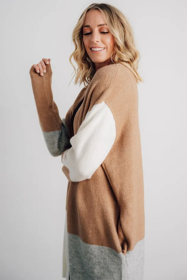 Baltic Born Sweaters Women Pierson Color Block Cardigan Camel