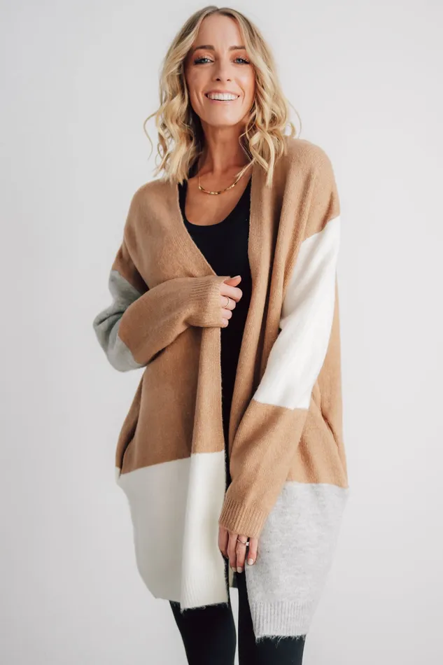 Baltic Born Sweaters Women Pierson Color Block Cardigan Camel