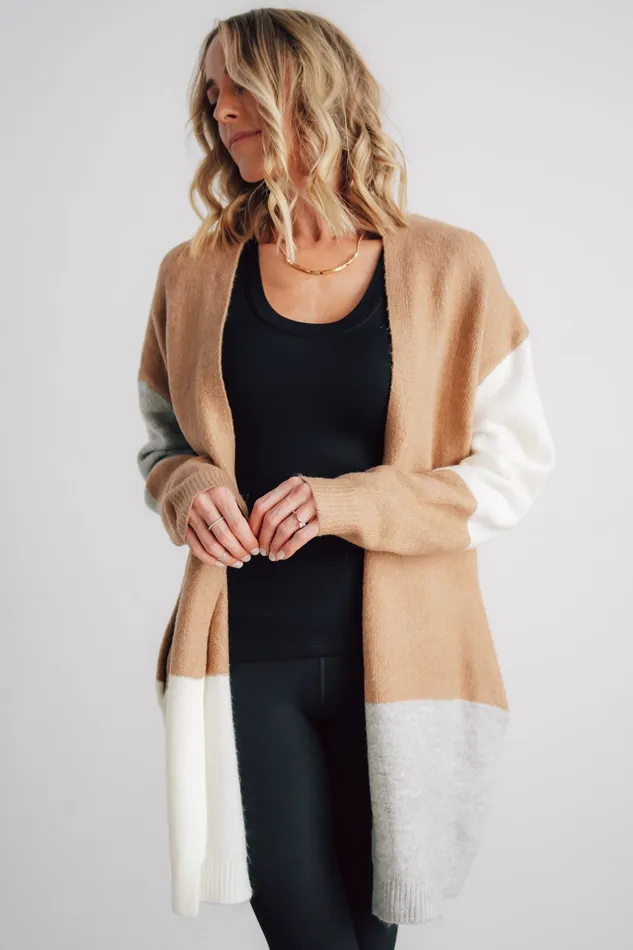 Baltic Born Sweaters Women Pierson Color Block Cardigan Camel