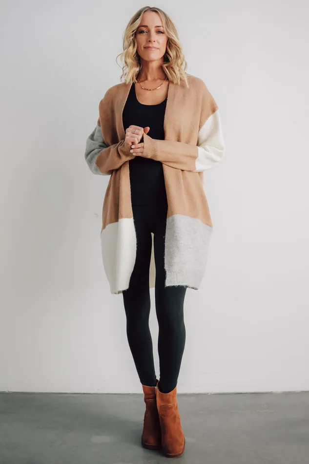 Baltic Born Sweaters Women Pierson Color Block Cardigan Camel