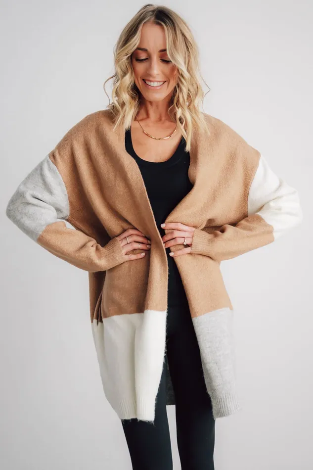 Baltic Born Sweaters Women Pierson Color Block Cardigan Camel