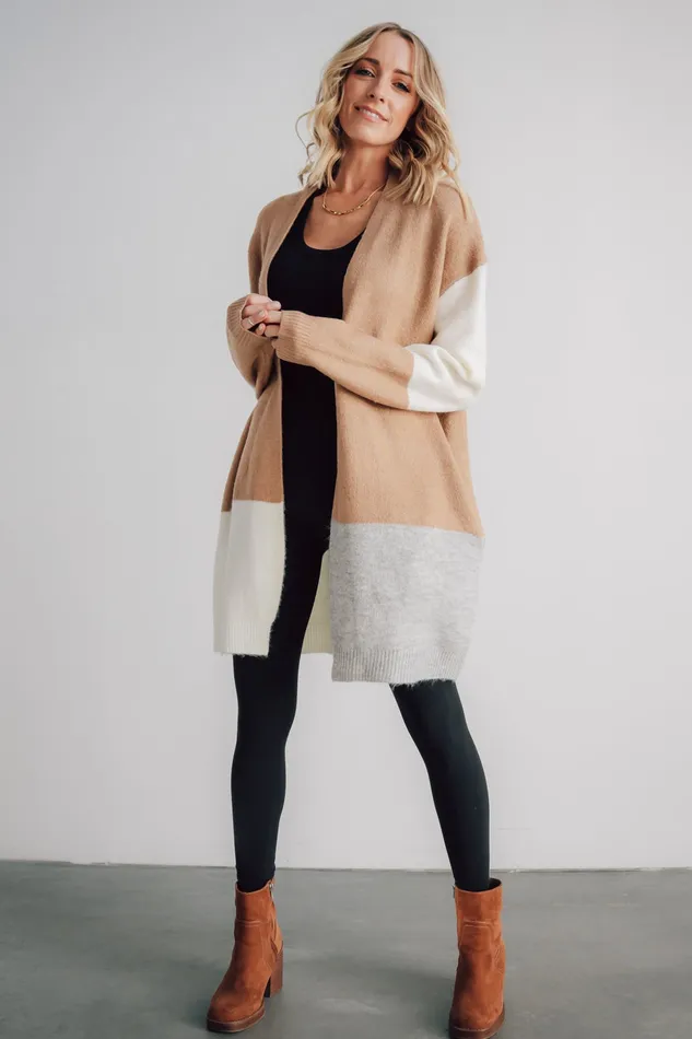 Baltic Born Sweaters Women Pierson Color Block Cardigan Camel