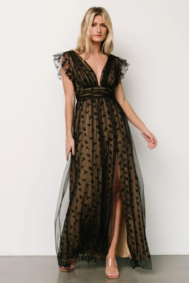 Baltic Born Tulle Styles Women Caterina Tulle Maxi Dress Black Nude