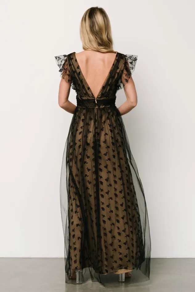 Baltic Born Tulle Styles Women Caterina Tulle Maxi Dress Black Nude Baltic Born Tulle Styles Women Caterina Tulle Maxi Dress Black Nude