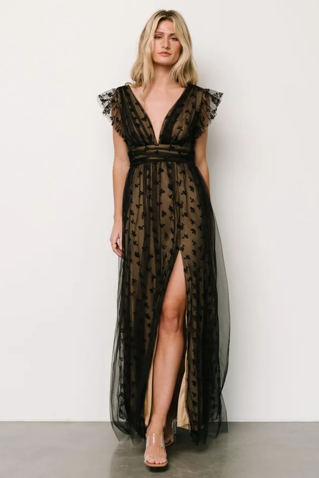 Baltic Born Tulle Styles Women Caterina Tulle Maxi Dress Black Nude Baltic Born Tulle Styles Women Caterina Tulle Maxi Dress Black Nude