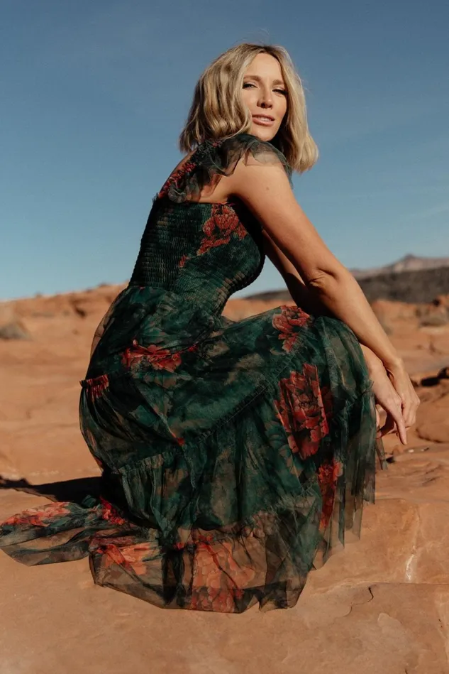 Baltic Born Tulle Styles Women Clementine Tulle Midi Dress Dark Green Floral Baltic Born Tulle Styles Women Clementine Tulle Midi Dress Dark Green Floral