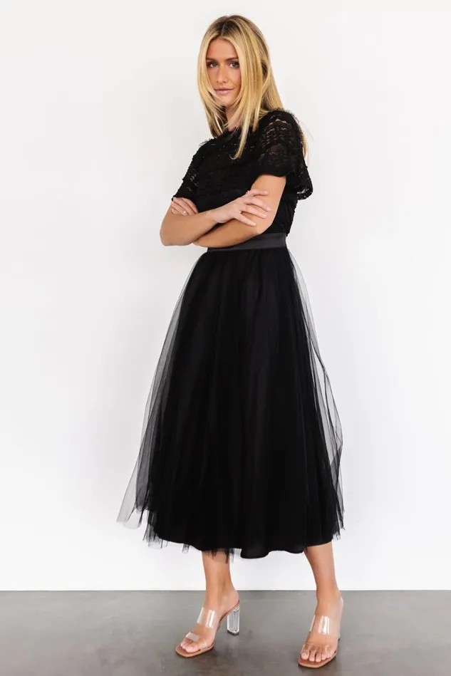 Baltic Born Tulle Styles Women Darcy Tulle Midi Dress Black Baltic Born Tulle Styles Women Darcy Tulle Midi Dress Black