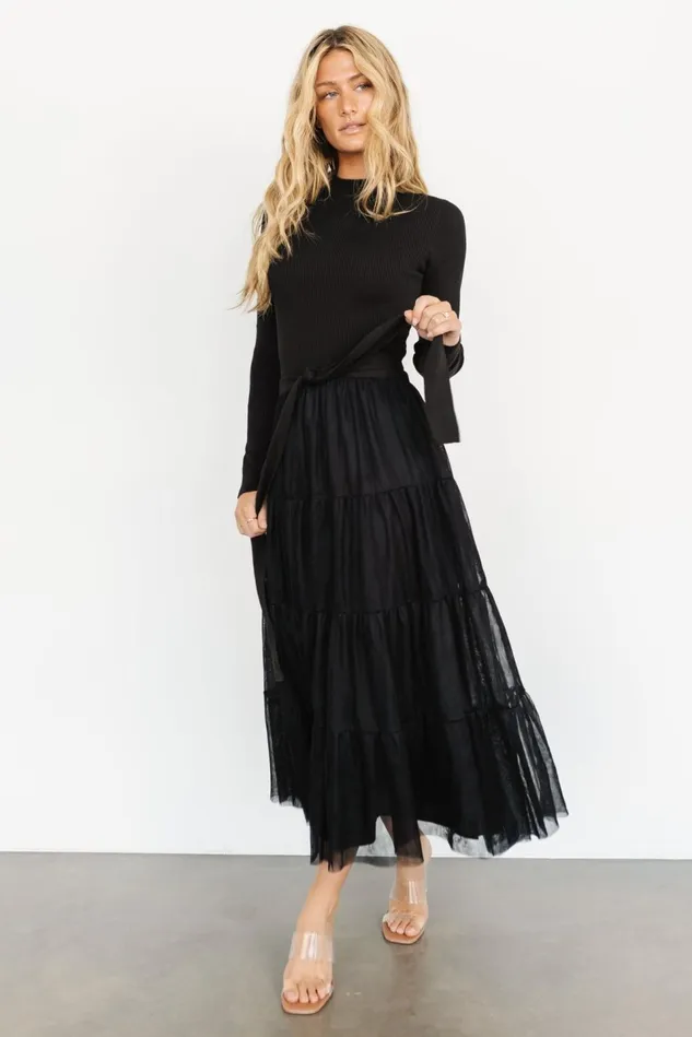 Baltic Born Tulle Styles Women Demi Sweater Tulle Dress Black