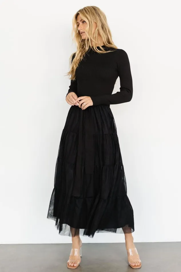 Baltic Born Tulle Styles Women Demi Sweater Tulle Dress Black Baltic Born Tulle Styles Women Demi Sweater Tulle Dress Black
