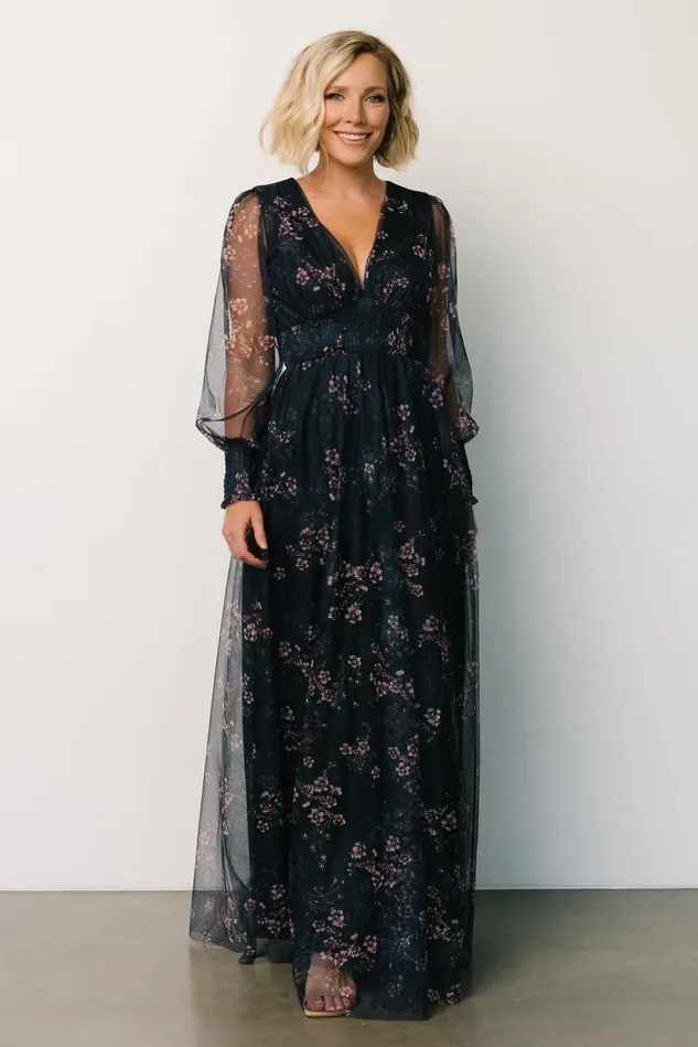 Baltic Born Tulle Styles Women Layla Tulle Maxi Dress Metallic Blue Pink