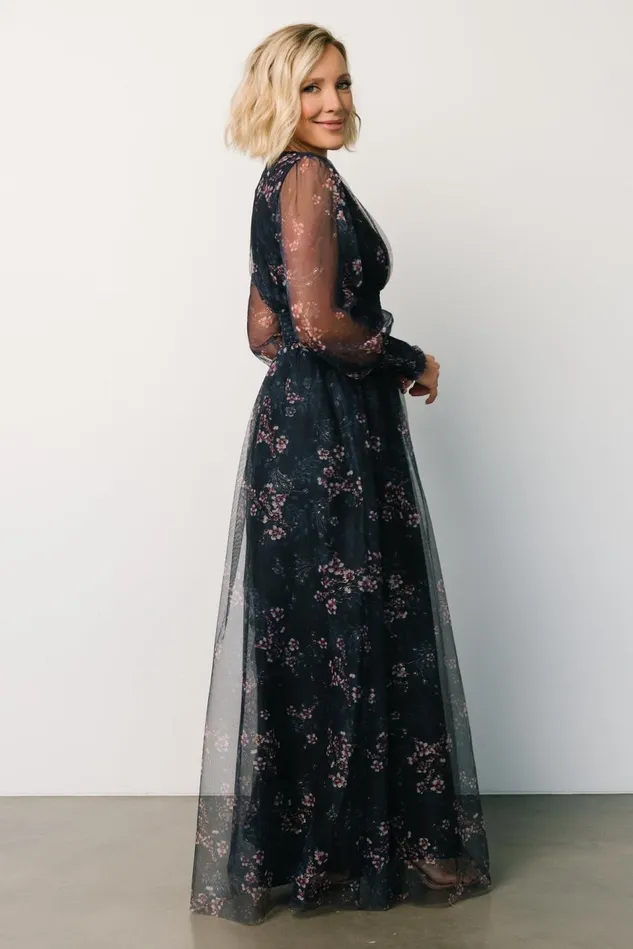 Baltic Born Tulle Styles Women Layla Tulle Maxi Dress Metallic Blue Pink